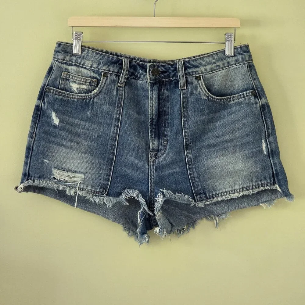 Hidden LA Shorts Women L Blue Distressed Cotton Beach Hippie Raw Hem 4182M-DK - Picture 16 of 16